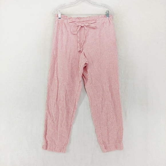 BeachlunchLounge Collections Linen Pink White Pin Stripe Pants P6614 - Picture 2 of 10